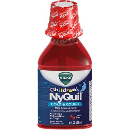 Vicks NyQuil儿童用夜间多症状感冒咳嗽樱桃味口服液 (8盎司)